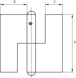 Helles Türscharnier 109 x 38 mm, phosphatweiß, links