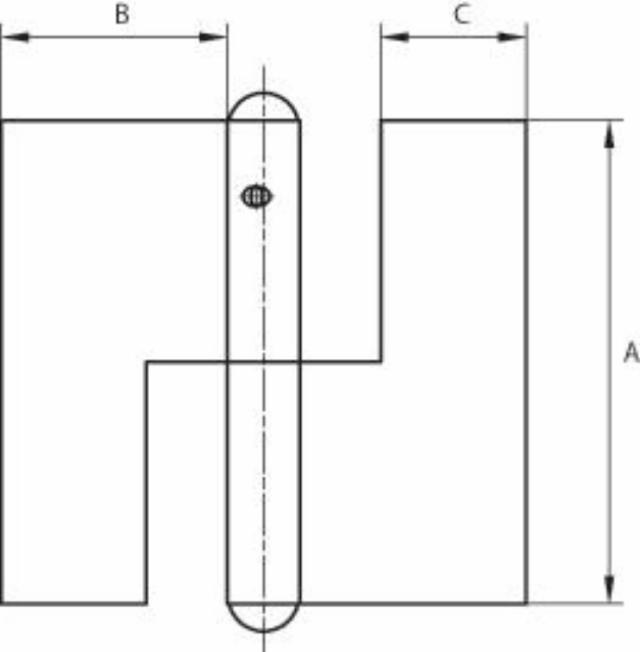 Helles Türscharnier 109 x 38 mm, phosphatweiß, rechts