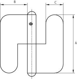 Helles Türscharnier 109 x 38 mm, braun phosphatiert, links