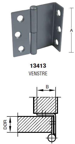 CABINET HINGE 50 MM-17/20 Phosphated Gray Right