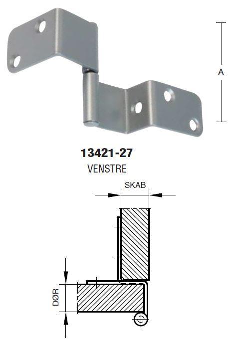 SCHRANKSCHARNIER 50 MM-20/17 Phosphatiert Grau Links