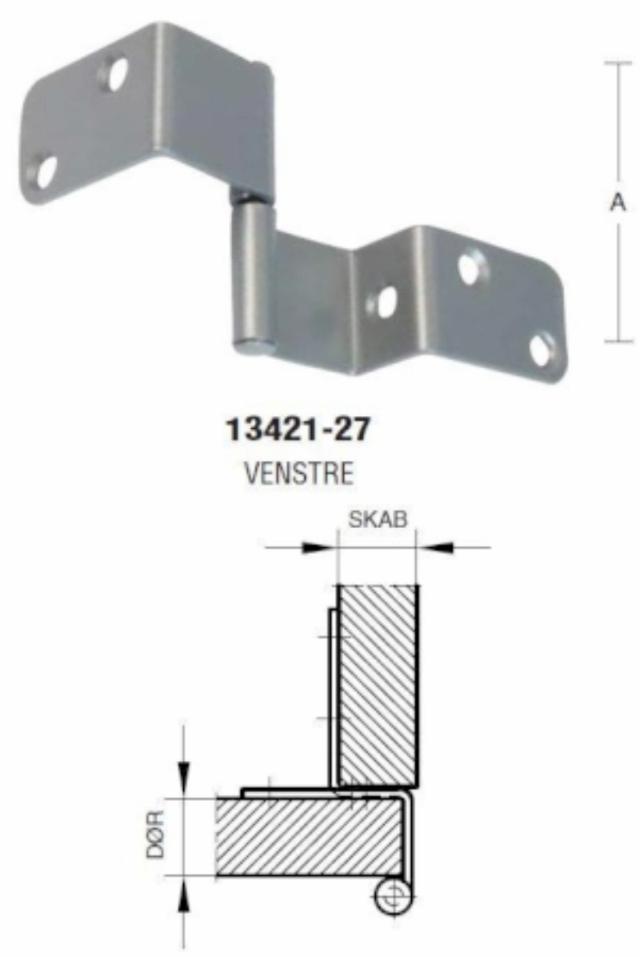 SCHRANKSCHARNIER 50 MM-20/17 Phosphatiert Grau Links