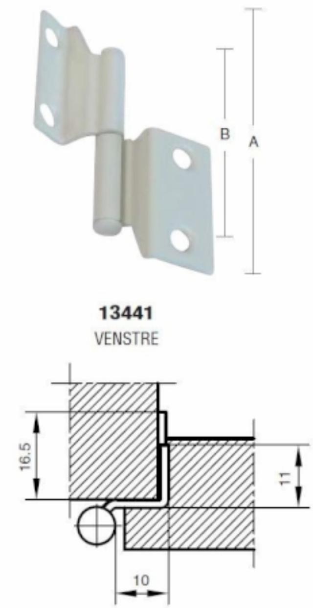 CABINET HINGE ABOVE. 50 MM Phosphate White Left