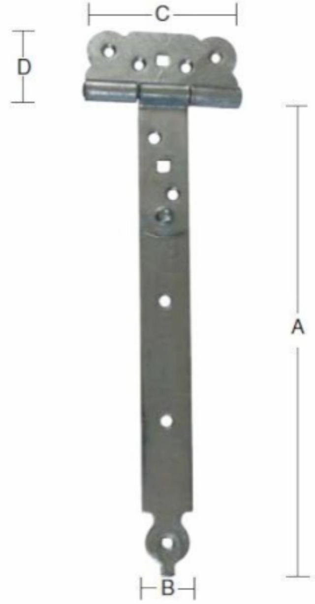 T-LEAF HINGE 230 MM - Hot-dip galvanized -