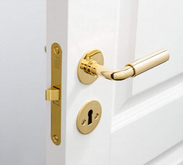 Deurkruk Funkis 383 met set (1980+81) Messing Gepolijst Zonder lak Ø20mm