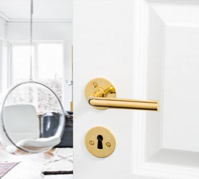 Deurkruk Funkis 383 met set (1980+81) Messing Gepolijst Zonder lak Ø16mm