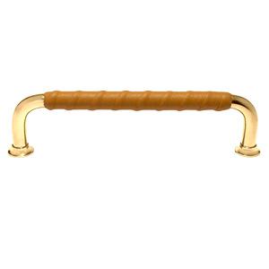 Bar handle 5060 Trumpet Foot disc MPU Brown leather 128x8 mm