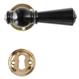 Door handle Østerbro 670, Older doors, Black, Brass Polished Without varnish