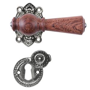 Door handle Østerbro 670, Older doors, Mahogany, Nickel-plated Bright, with flap