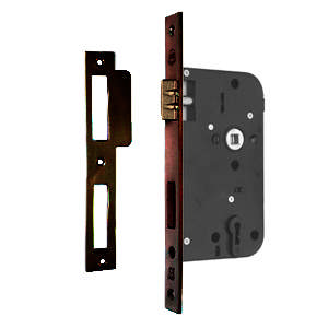 Mittleres Türschloss SINA D 55 mm + Blech 235 x 24 mm quadratisch HV BB CC 72 m