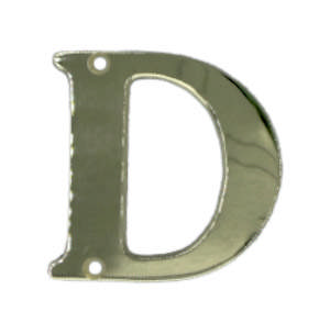 Buchstabe 572 D Messing poliert ohne Lack 78 mm