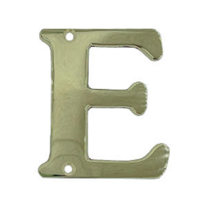 Buchstabe 572 E Messing poliert ohne Lack 78 mm