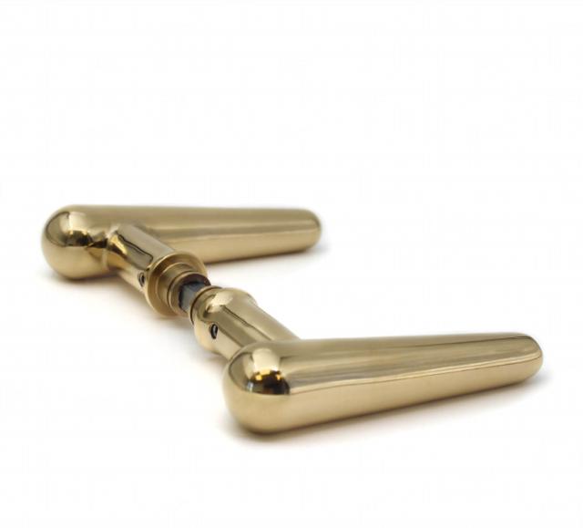 Deurkruk Torpedo Groot zonder afwerking Messing Gepolijst Zonder lak