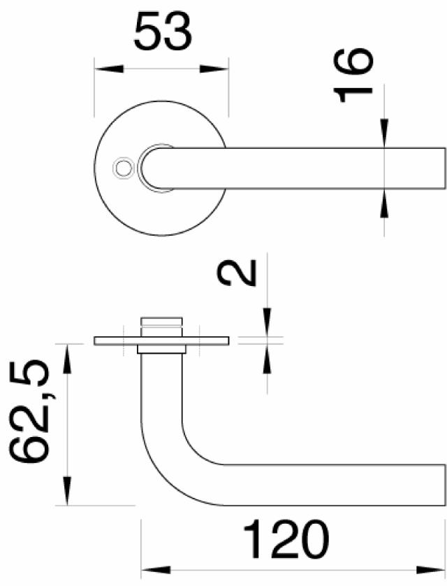 Ruko scanflex deurkruk 16 L met massieve rozet CC38