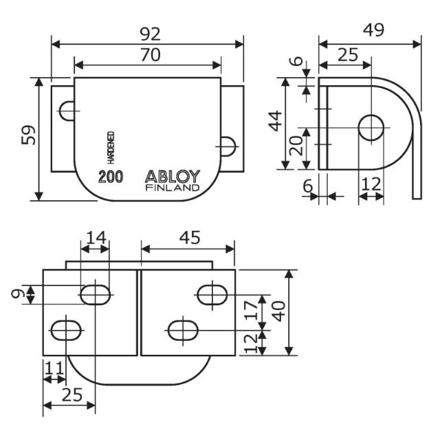 Abloy hangslot passend 1+2 rechts pl200 (357020)