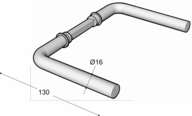 Ruko-Line Deurkruk L-vorm 16 mm - zonder rozet. D: 32-85 mm.