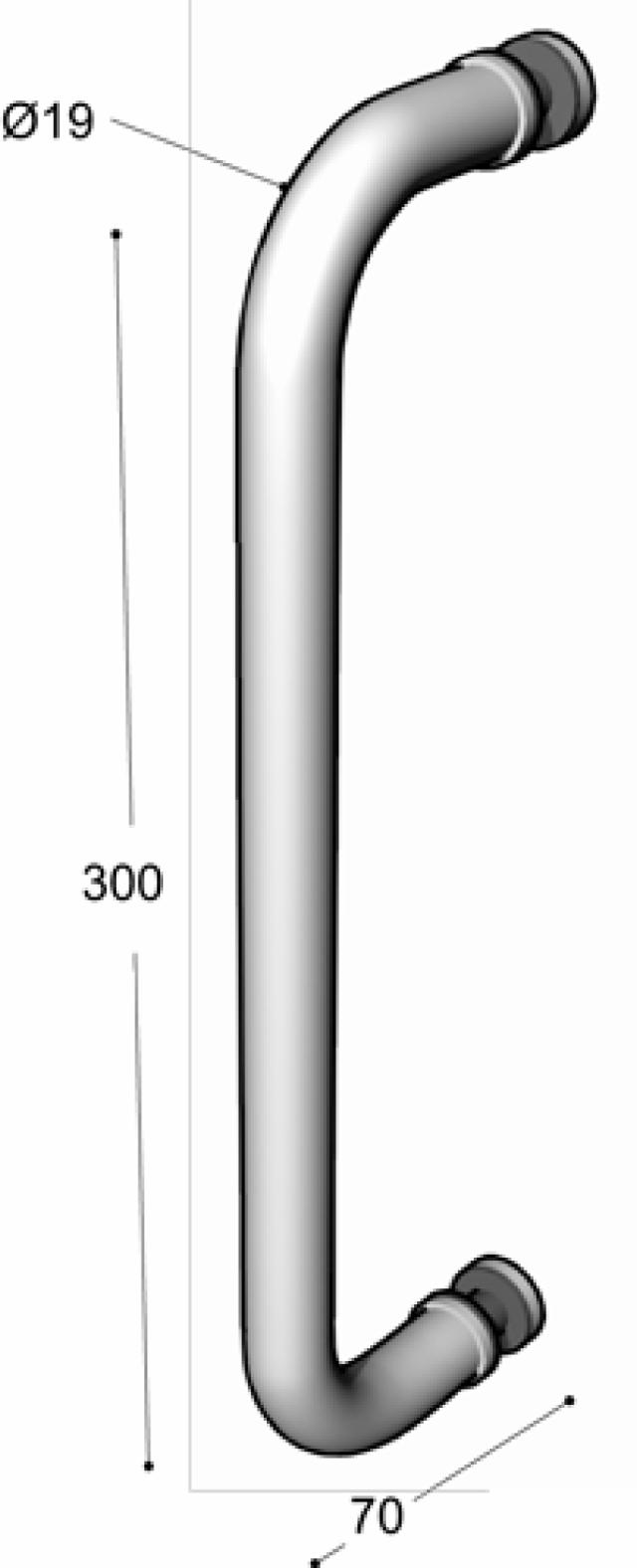 Ruko-Line Deurkruk recht 19x300 mm eenvoudig