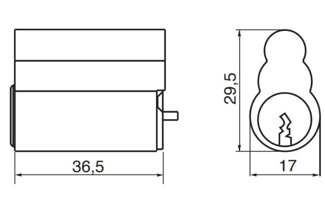 Cilinder. RB4640 Zwart met hangslot / ST