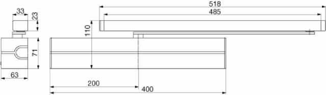 DC640 vrijloop deurdranger met arm zilver (2018)