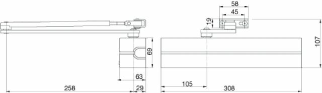 Deurdranger EN2-6 BC DC340 zilver DEV1 anti-corrosie