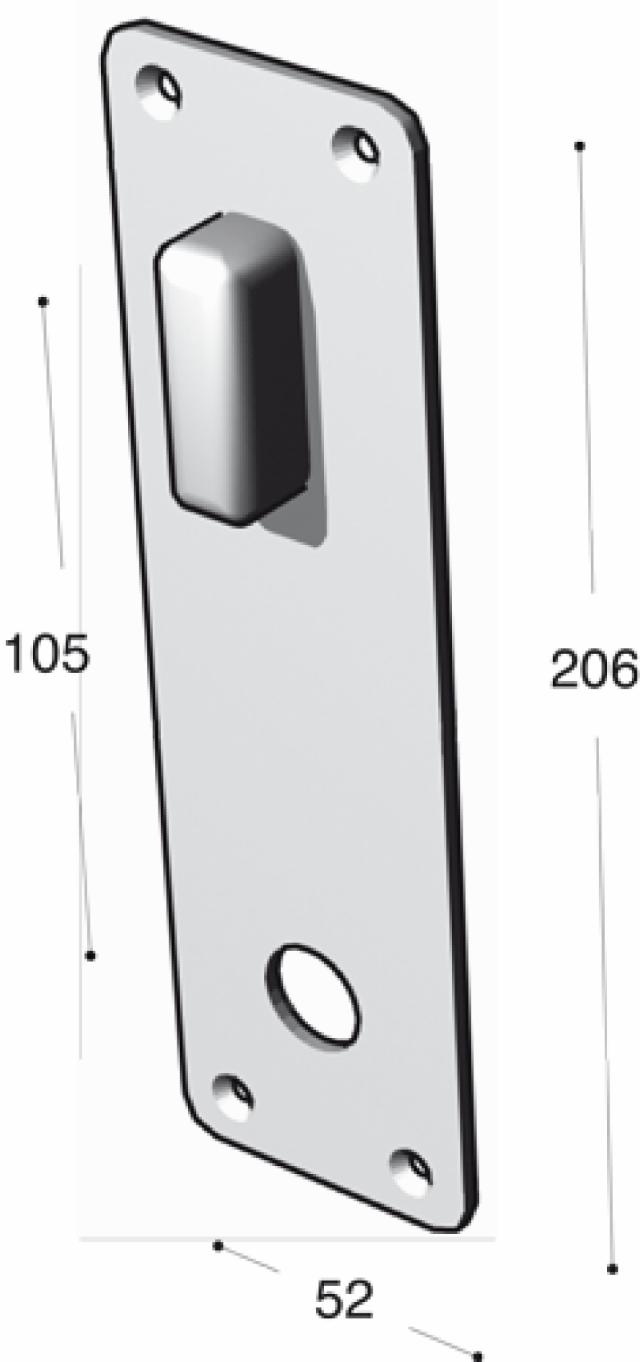 Ruko-Line langes Schild 52 mm – Türgriffloch an der Unterseite dreht sich