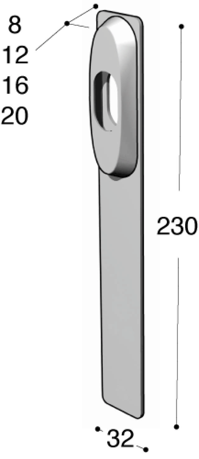 Ruko-Line lange Schildverlängerung mit schmalem Profil, Zylinder/blind 16 mm cc115 mm