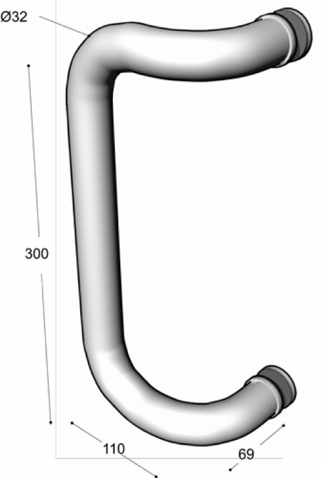 Ruko-Line Türgriff befestigt 32x300 mm doppelt