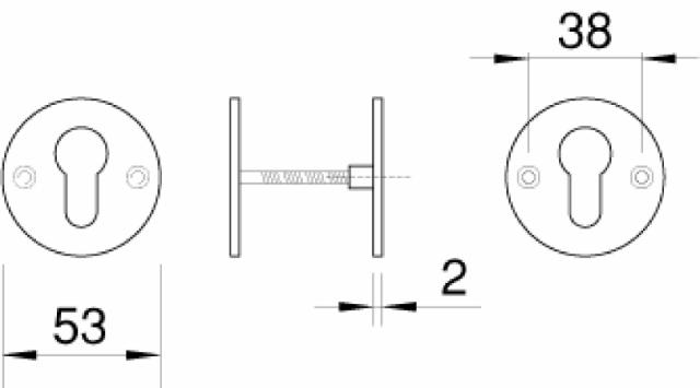 Ruko cylinder rosette for movement cc38mm, incl. M4