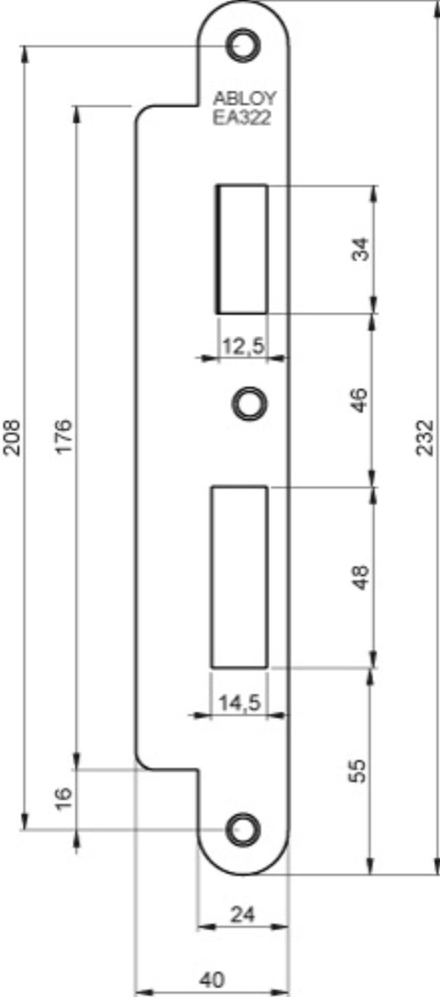 Abloy EA322 End view EA322, flat (970017)