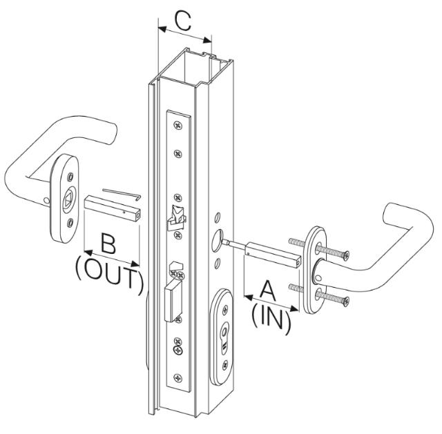 Abloy krukpin EA288 voor EL480/EL580 deur. 80-120mm