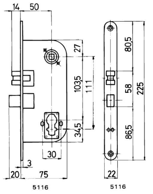 Trioving-Schlosskasten 5116, Dorn 50, H (991011)
