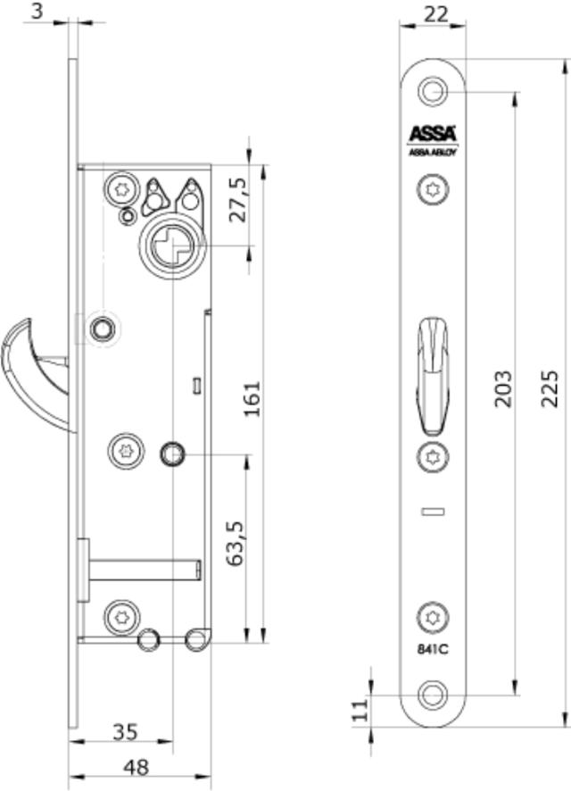 Abloy Motorschloss 841C, Dorn 35 mm, Hi-O, komplett (968901)