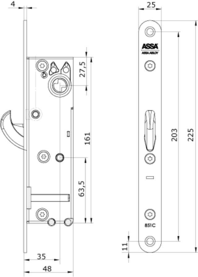 Abloy Motorschloss 851C, Dorn 35 mm, Hi-O, komplett (968902)