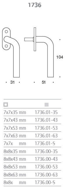 Randi Ratschengriff 173600R-43 rechts (ø16-8x8x43mm)