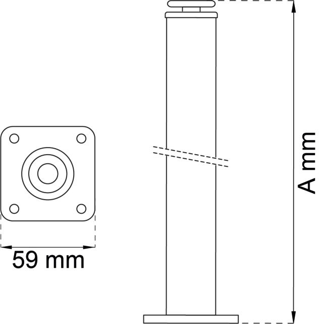 TISCHBEINE Ø30X400MM GEBÜRSTETES NICKEL LP