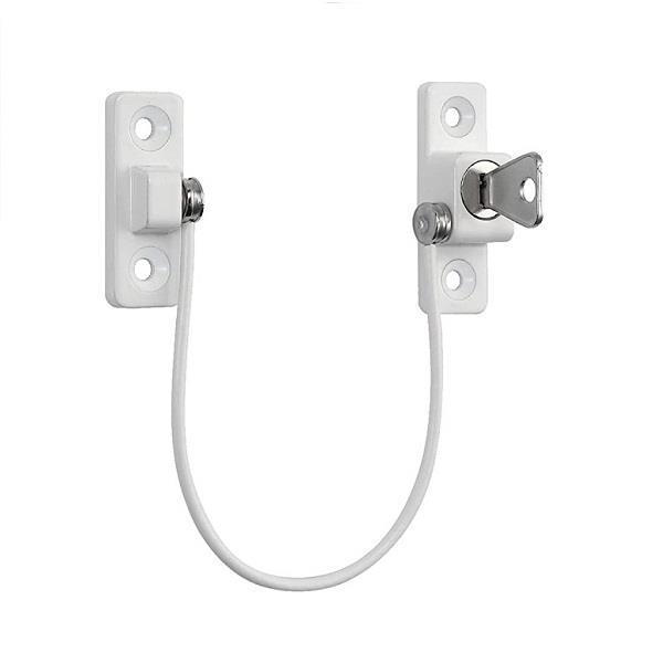 WINDOW LOCK, SQUARE MODEL, WHITE, W/SS-304 WIRE - 190MM