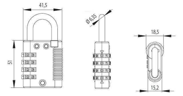 Vorhängeschloss mit Code, Masterkey-Funktion