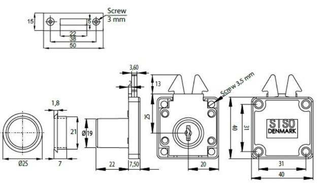 Siso Möbelschloss x855 Einzelverriegelung