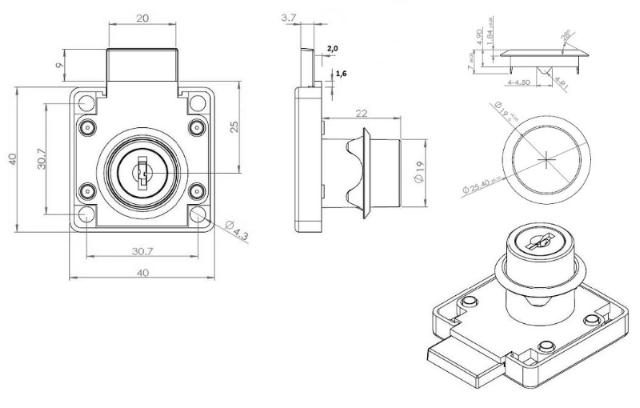 Siso furniture lock x850 single locking D20