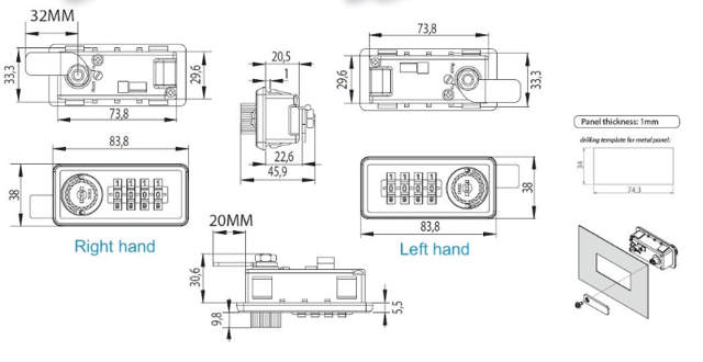 Siso-Möbelschloss mit Code M237, rechts