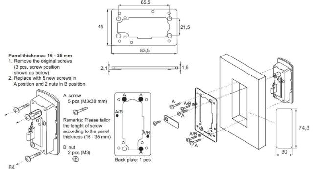 Siso back plate with furniture lock M238