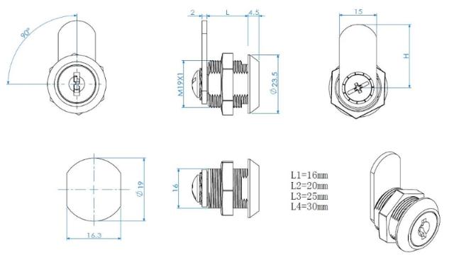 Siso 1900 Cabinet lock 20 mm single switch D20