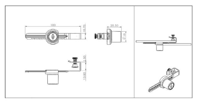 Siso glass lock 750-100mm. single-closing