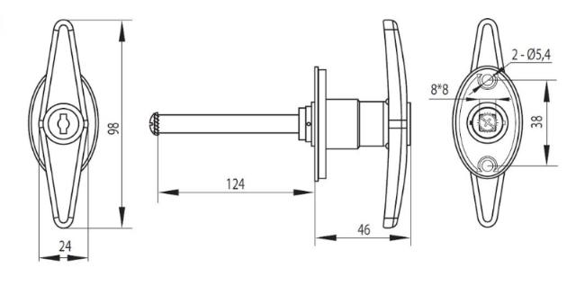 Siso garage handle 1800, single switch.