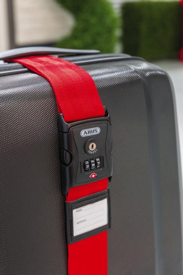 ABUS Koffergurt mit Codeschloss und TSA Rot