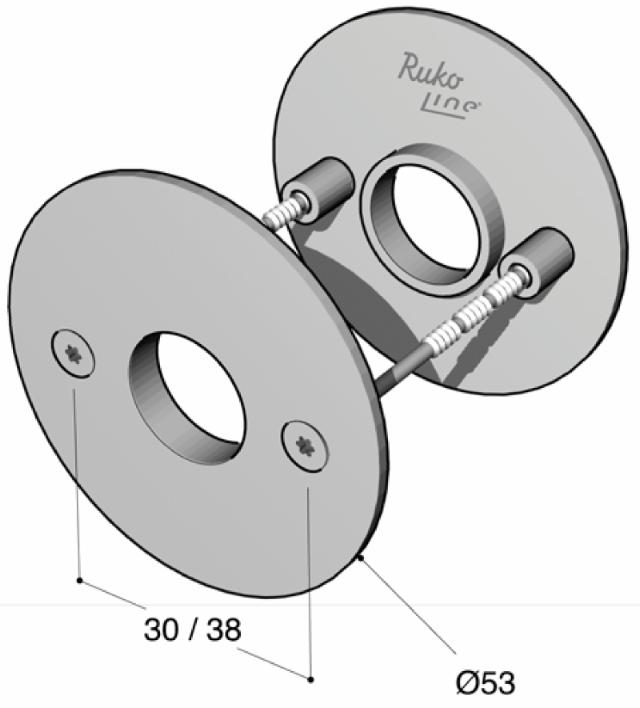 Ruko-Line door handle rosettes CC30 inc. M4 screws and bushing.