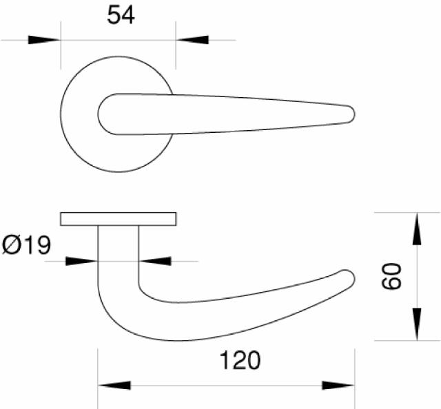 Ruko scanflex dörrhandtag Coupe Ø19 med clip-rosett, CC30-38