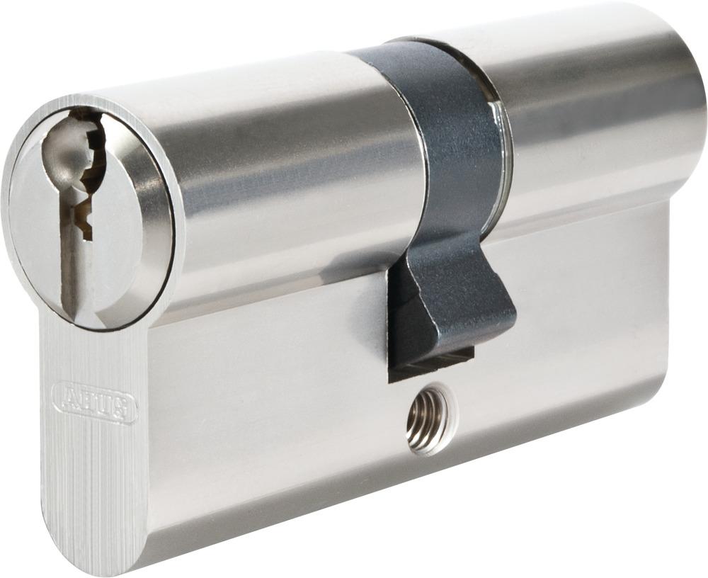 Extra safe ABUS ZOLIT DOUBLE PROFILE CYLINDER WITH STEEL BRACKET Stainless Look +0 mm out +0 mm in