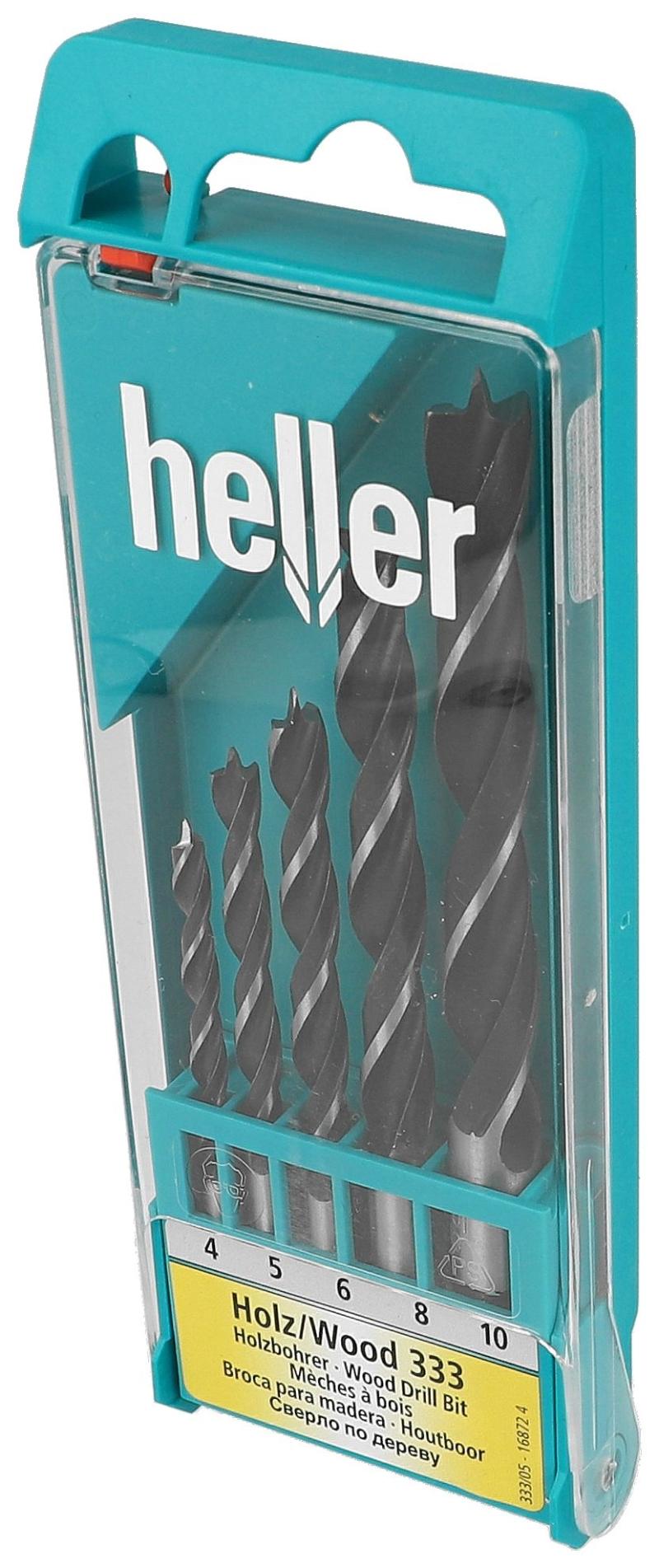 Heller Holzbohrer-Set, Größe 4/5/6/8/10 mm, Packung. á 5 Leben