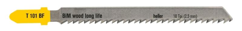 Heller jigsaw blade 75mm t/wood 3-30mm, pk a 5. T101BF